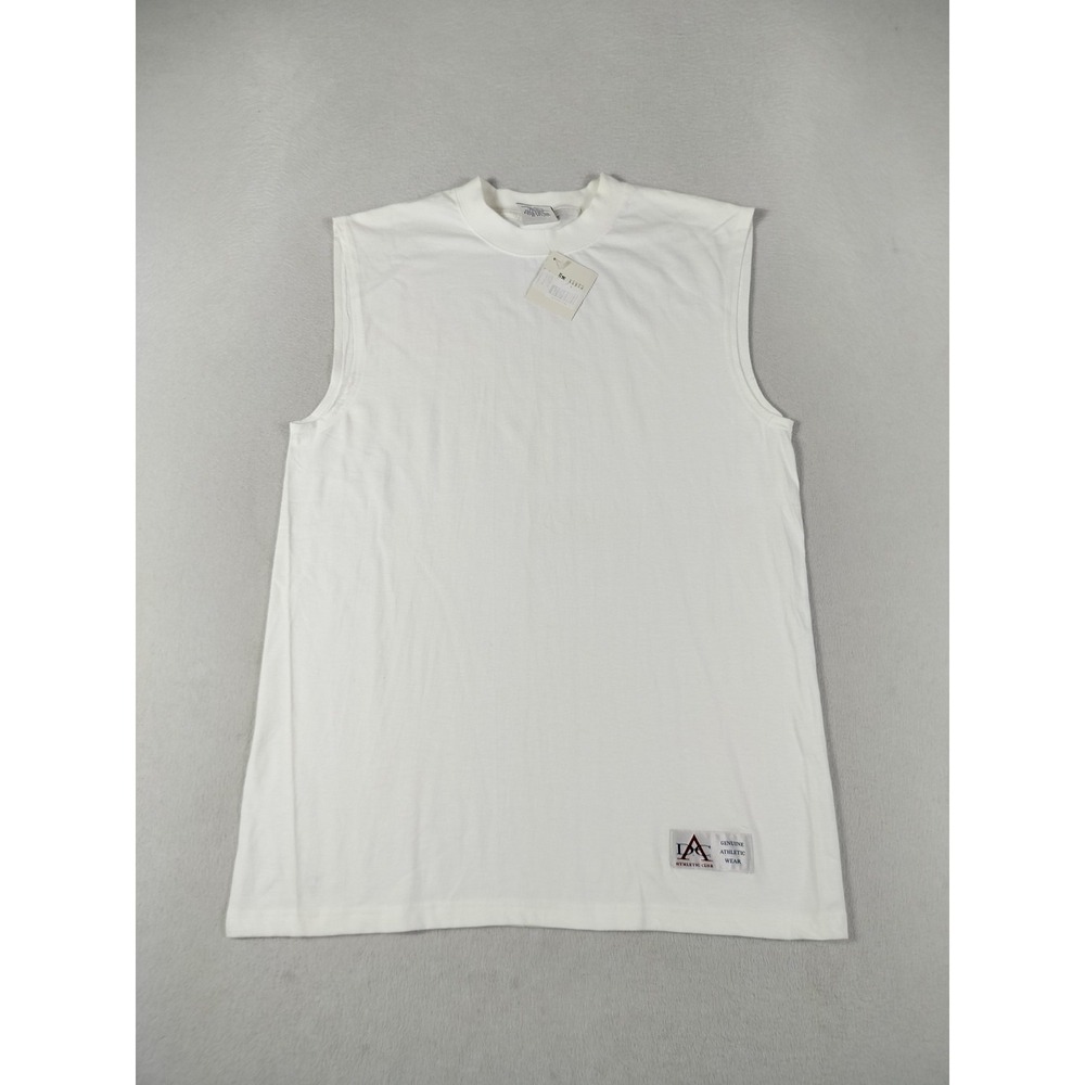 Athletic Club Tank Top Mens Medium White Sleeveless Athletic Muscle Gym